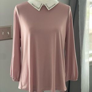 Faith and Joy Women’s Medium Pink Studded Blouse